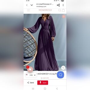 Long Sleeve A-Line Dress in Deep Purple